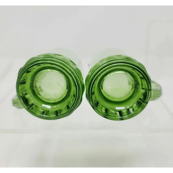 Vintage Green Federal Glass Company Mini Mug Shot Glasses Set of Two - Picture 4 of 7